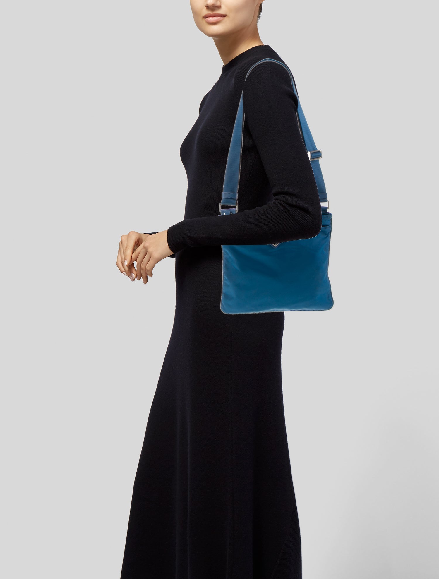 Prada Enameled Metal Triangle Messenger Bag